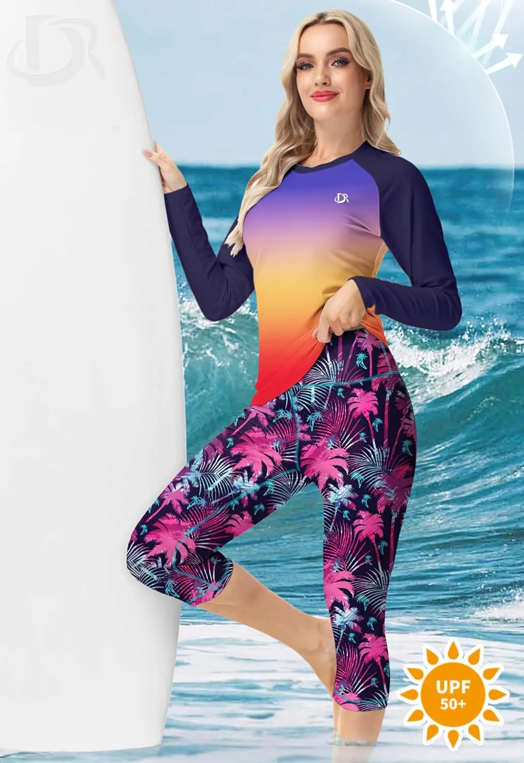 Deerose Women Swim Capris High Waisted Sun Protection UPF 50  Swimming Pants