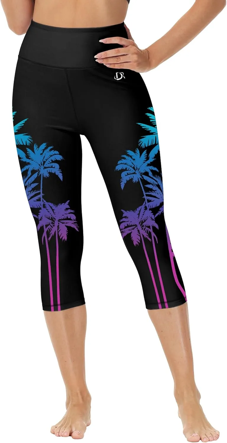 Deerose Women Swim Capris High Waisted Sun Protection UPF 50  Swimming Pants