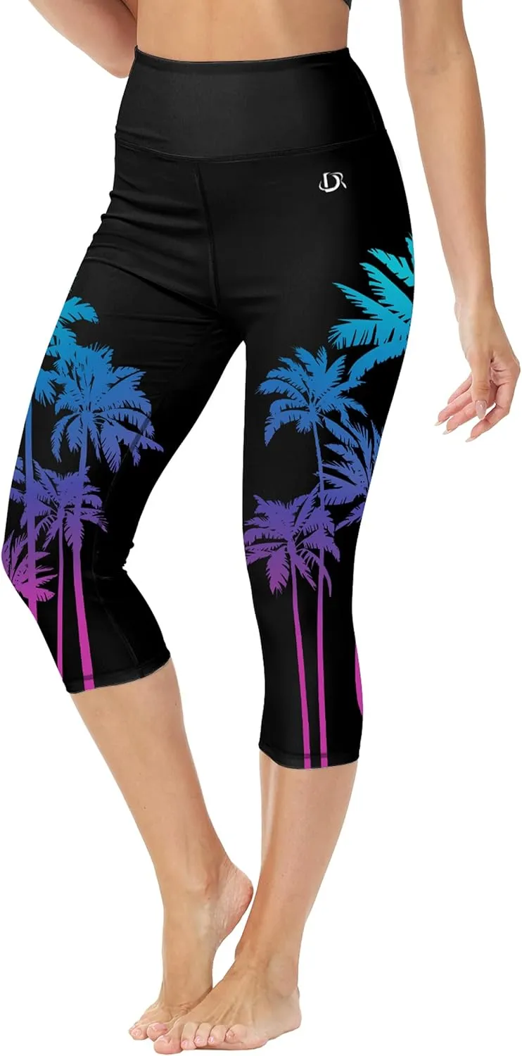 Deerose Women Swim Capris High Waisted Sun Protection UPF 50  Swimming Pants