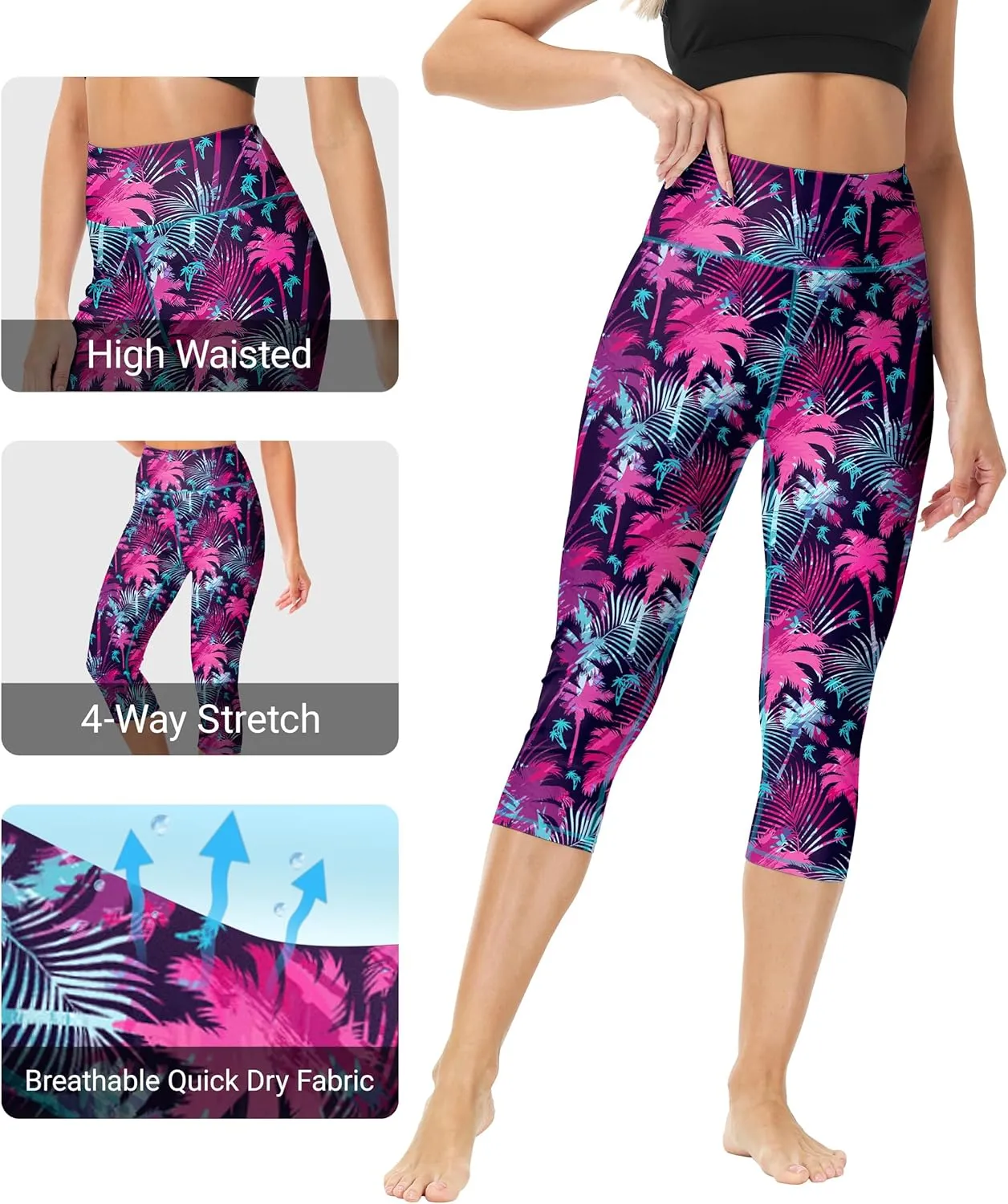 Deerose Women Swim Capris High Waisted Sun Protection UPF 50  Swimming Pants