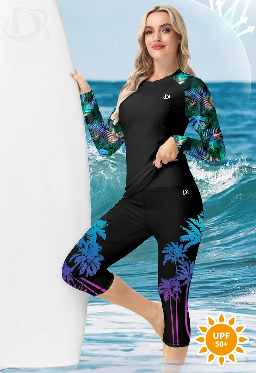 Deerose Women Swim Capris High Waisted Sun Protection UPF 50  Swimming Pants