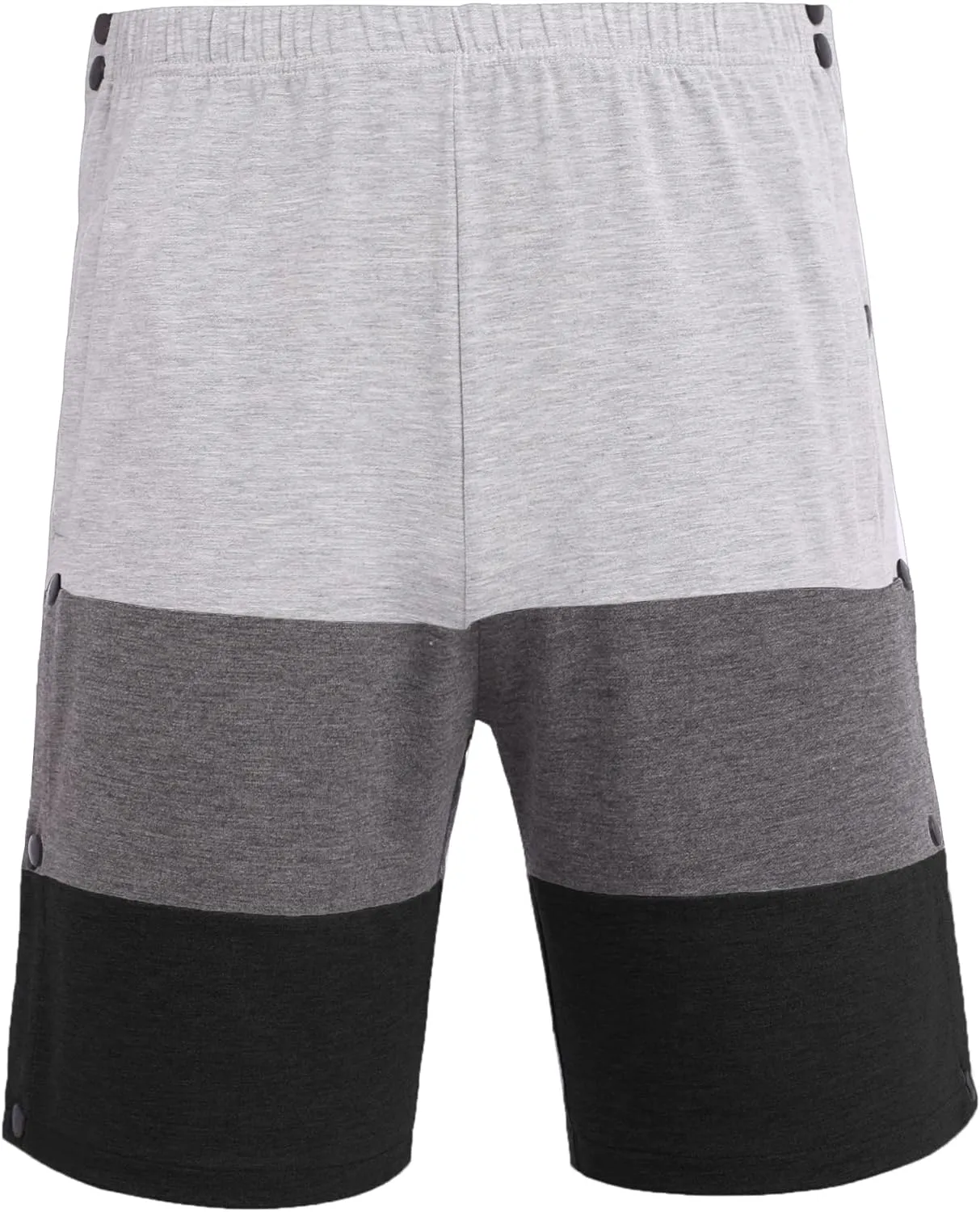 Deyeek Mens Tear Away Shorts Post Surgery Recovery Side Snap Shorts Color Block Cotton Break Away Pants with Pockets