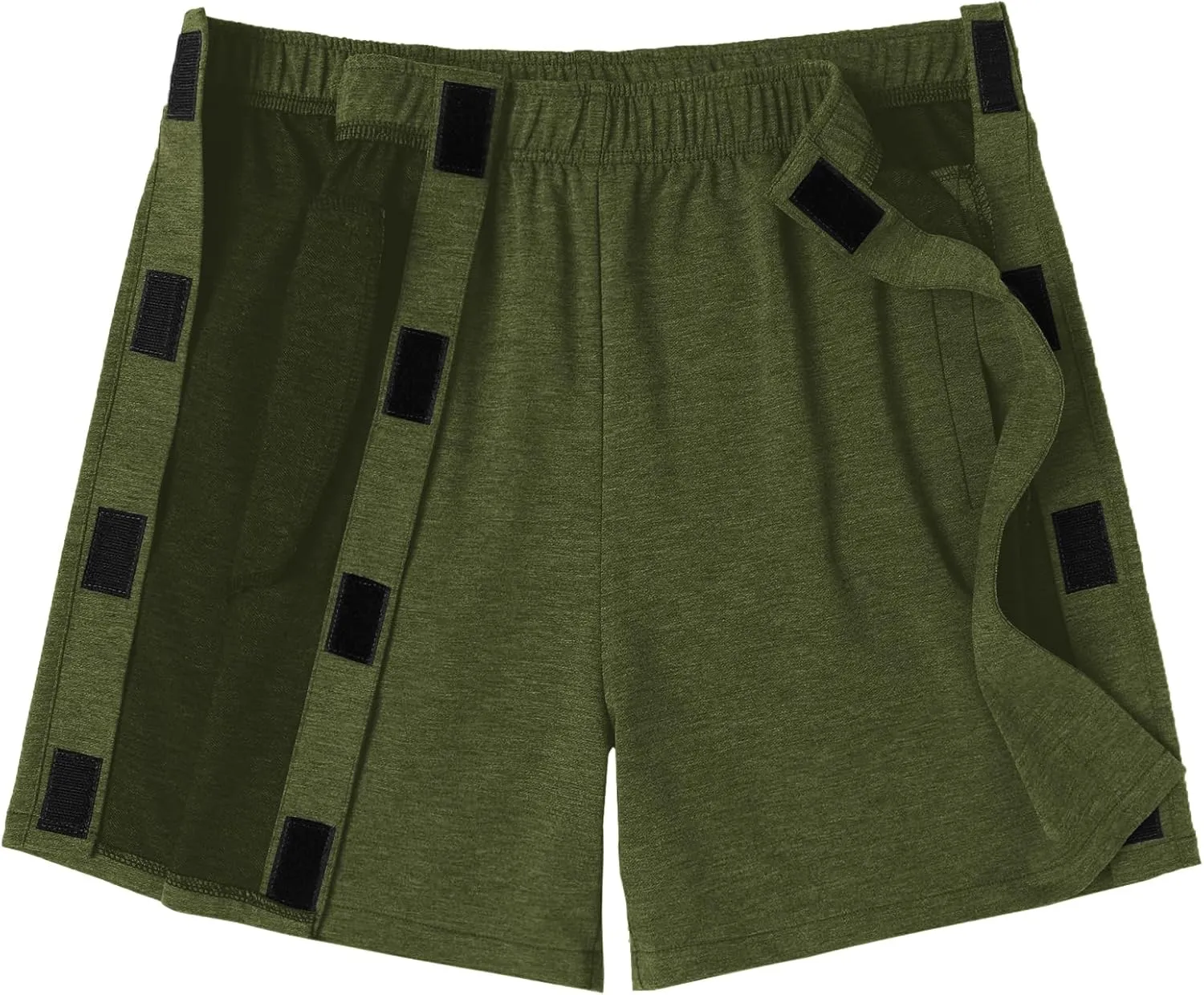 Deyeek Unisex Tear Away Shorts Snap On Athletic Cotton Shorts Post Knee Surgery Recovery Hip Replacement Pants with Pockets