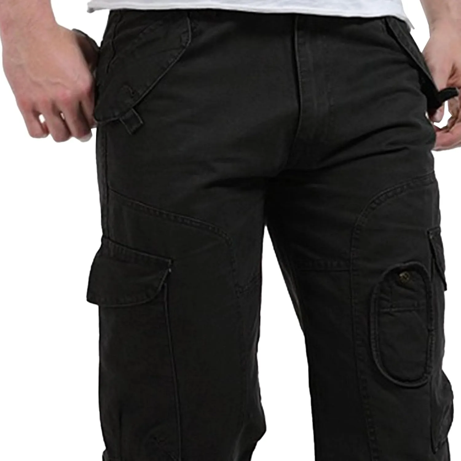 DGHM-JLMY Men's Relaxed Fit Cargo Pants Slim Fit Ripstop Tactical Pants Casual Outdoor Hiking Work Pant Multi Pockets