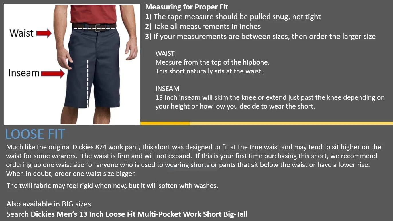 Dickies mens Loose Fit Flat Front Work Shorts