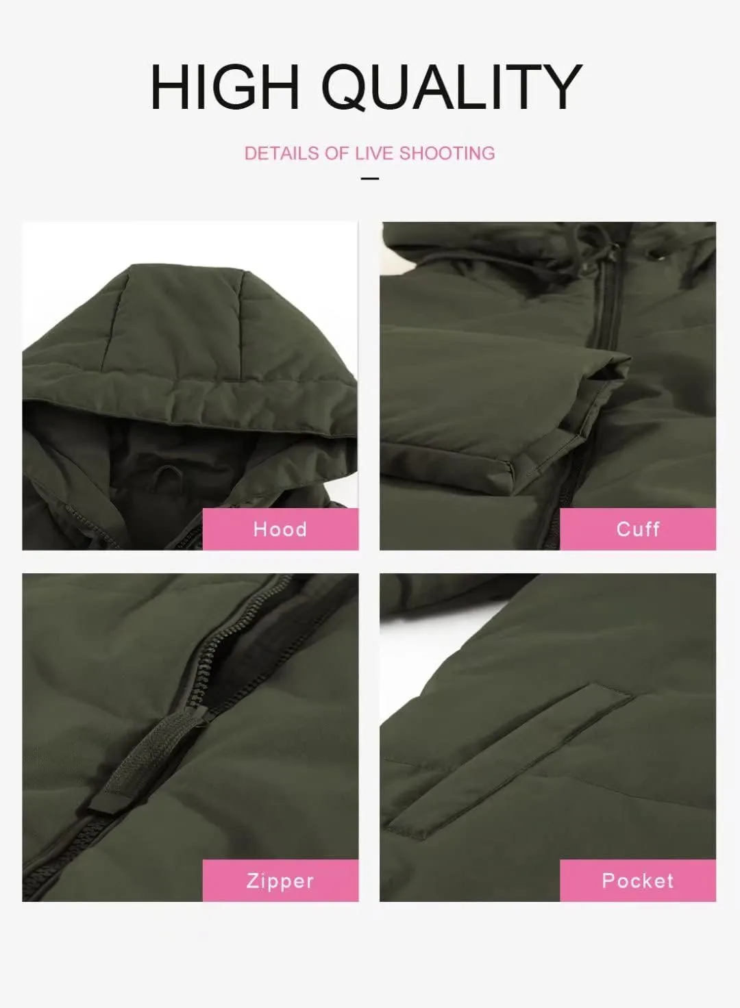 Dokotoo Womens 2024 Winter Full Zipper Hooded Puffer Jacket Short Coat with Pockets