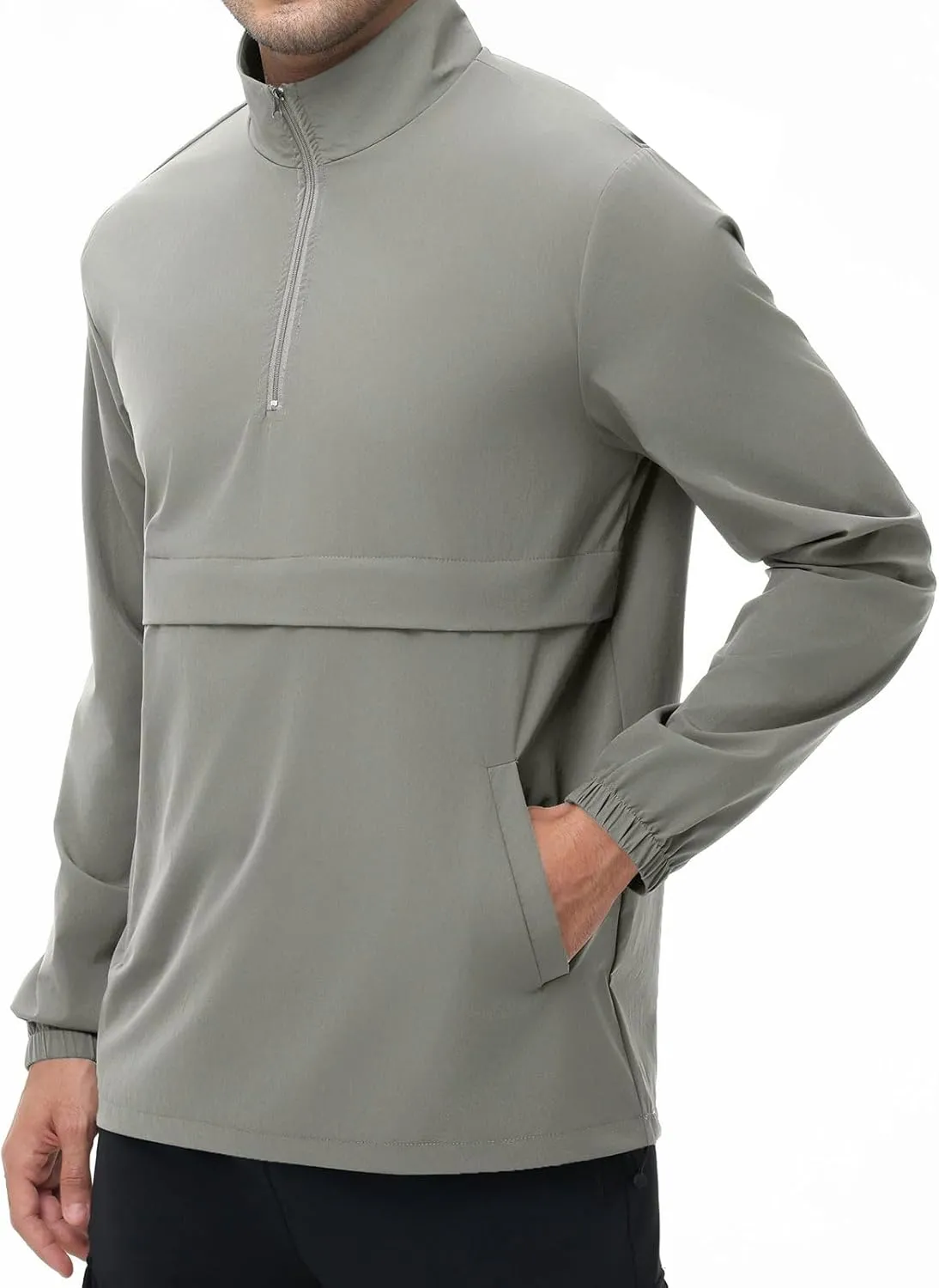 EDITCOZY Men's Lightweight Quarter Zip Pullover Casual Windbreaker for Running Golf Jackets with 3 Pockets