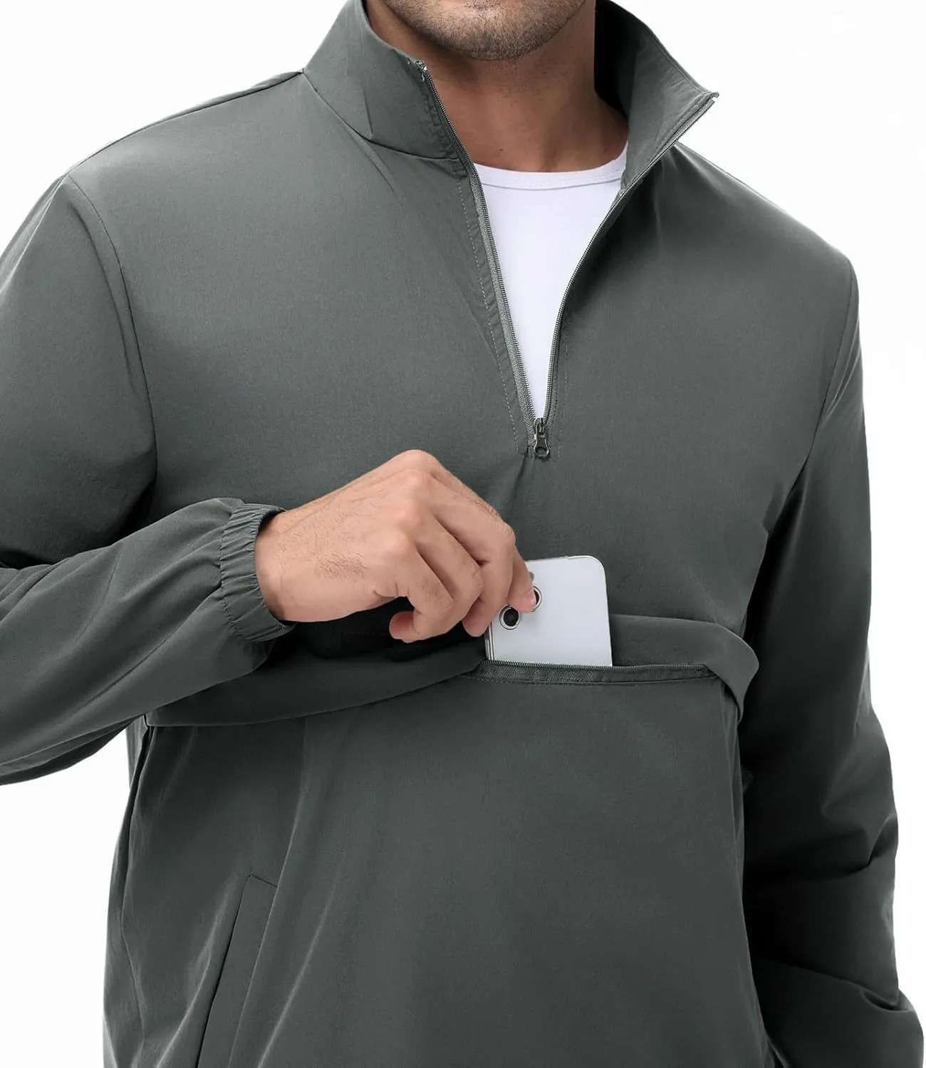 EDITCOZY Men's Lightweight Quarter Zip Pullover Casual Windbreaker for Running Golf Jackets with 3 Pockets