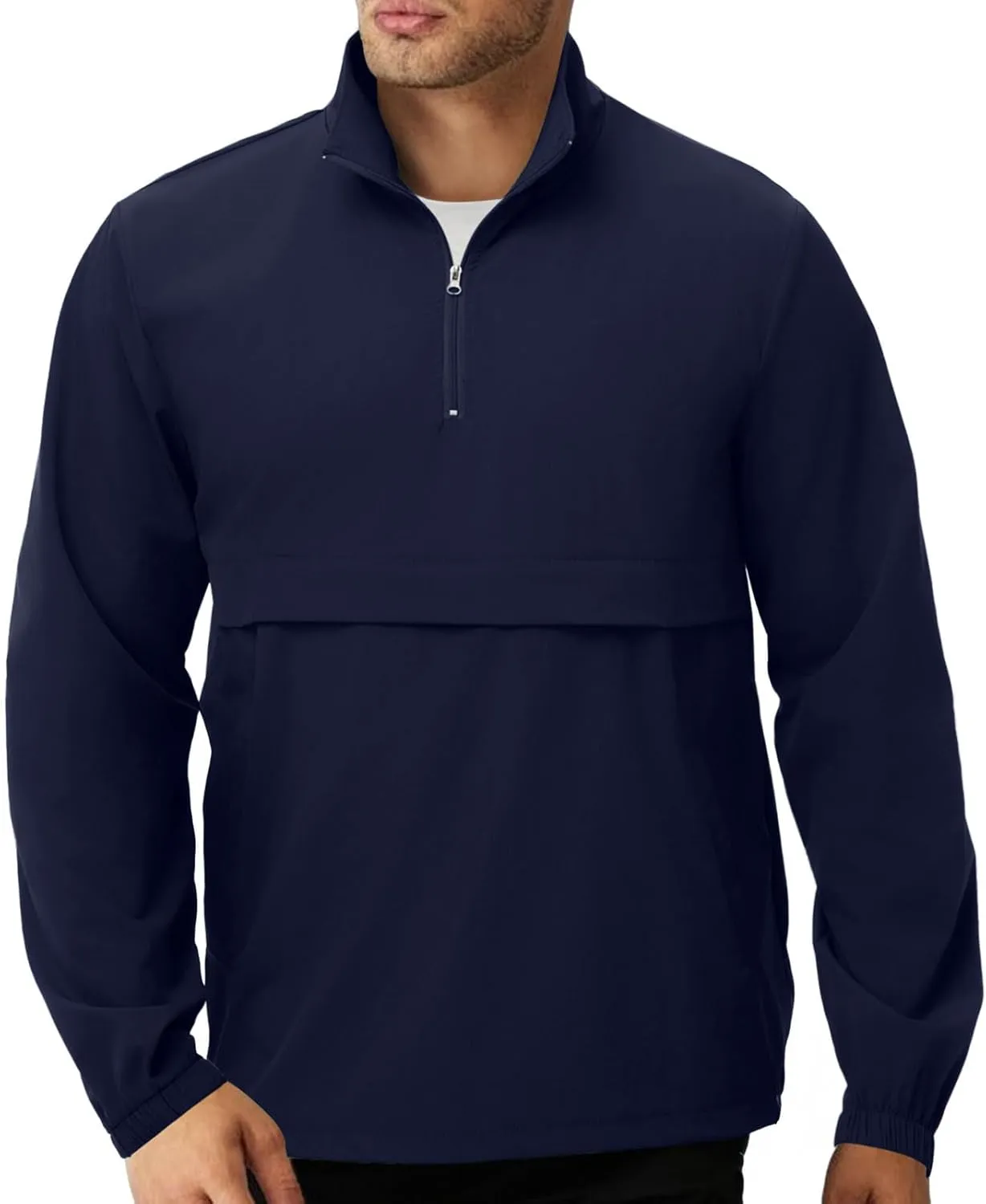 EDITCOZY Men's Lightweight Quarter Zip Pullover Casual Windbreaker for Running Golf Jackets with 3 Pockets