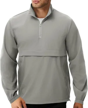 EDITCOZY Men's Lightweight Quarter Zip Pullover Casual Windbreaker for Running Golf Jackets with 3 Pockets