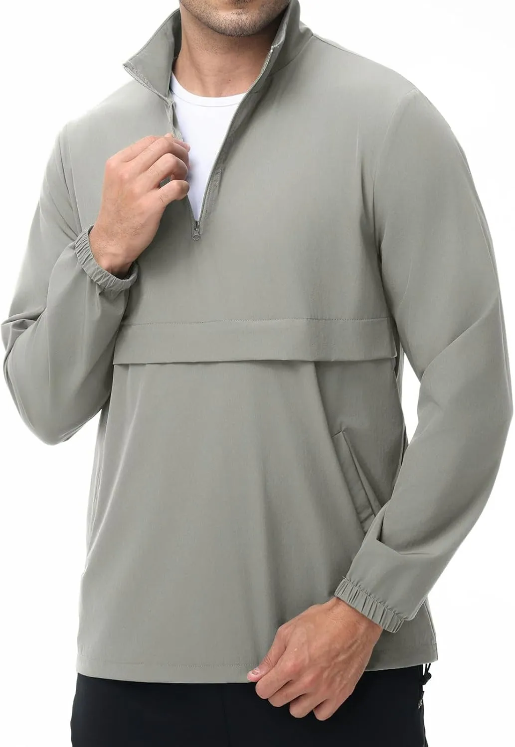 EDITCOZY Men's Lightweight Quarter Zip Pullover Casual Windbreaker for Running Golf Jackets with 3 Pockets