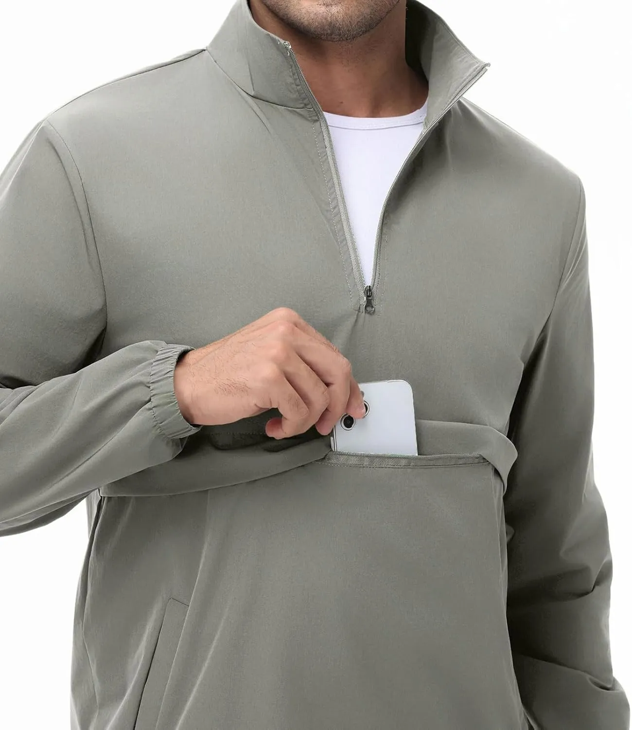 EDITCOZY Men's Lightweight Quarter Zip Pullover Casual Windbreaker for Running Golf Jackets with 3 Pockets