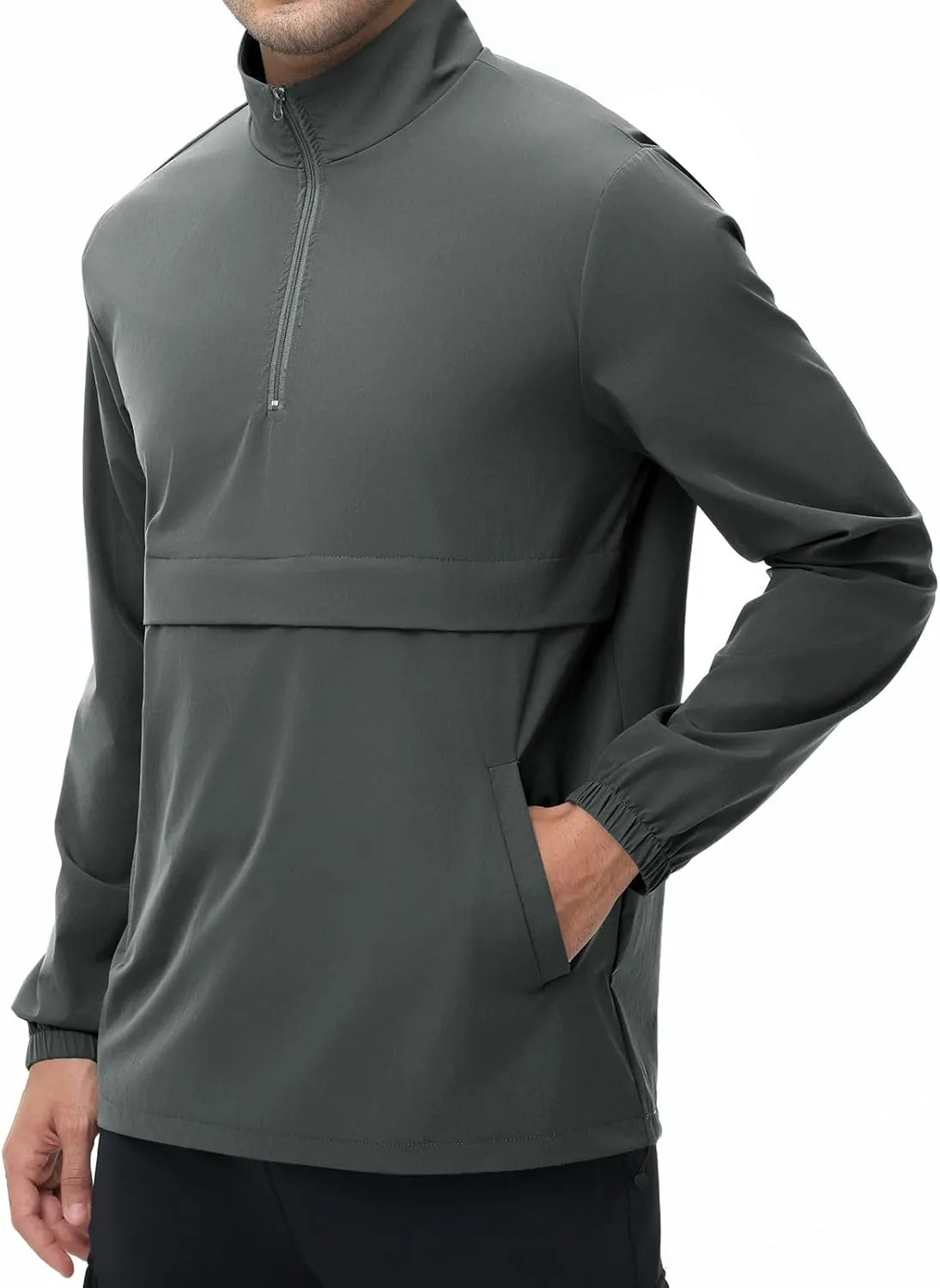 EDITCOZY Men's Lightweight Quarter Zip Pullover Casual Windbreaker for Running Golf Jackets with 3 Pockets