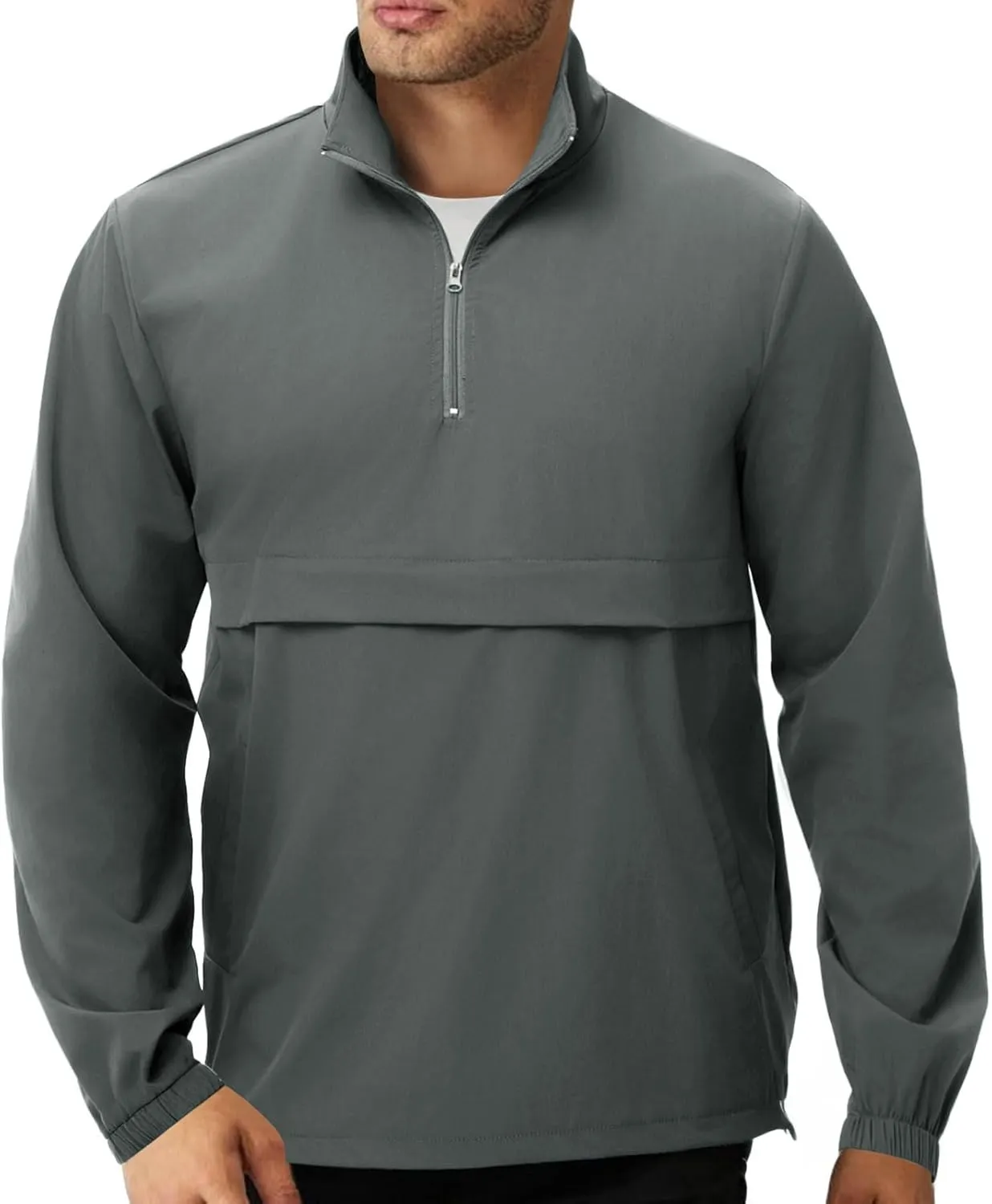 EDITCOZY Men's Lightweight Quarter Zip Pullover Casual Windbreaker for Running Golf Jackets with 3 Pockets