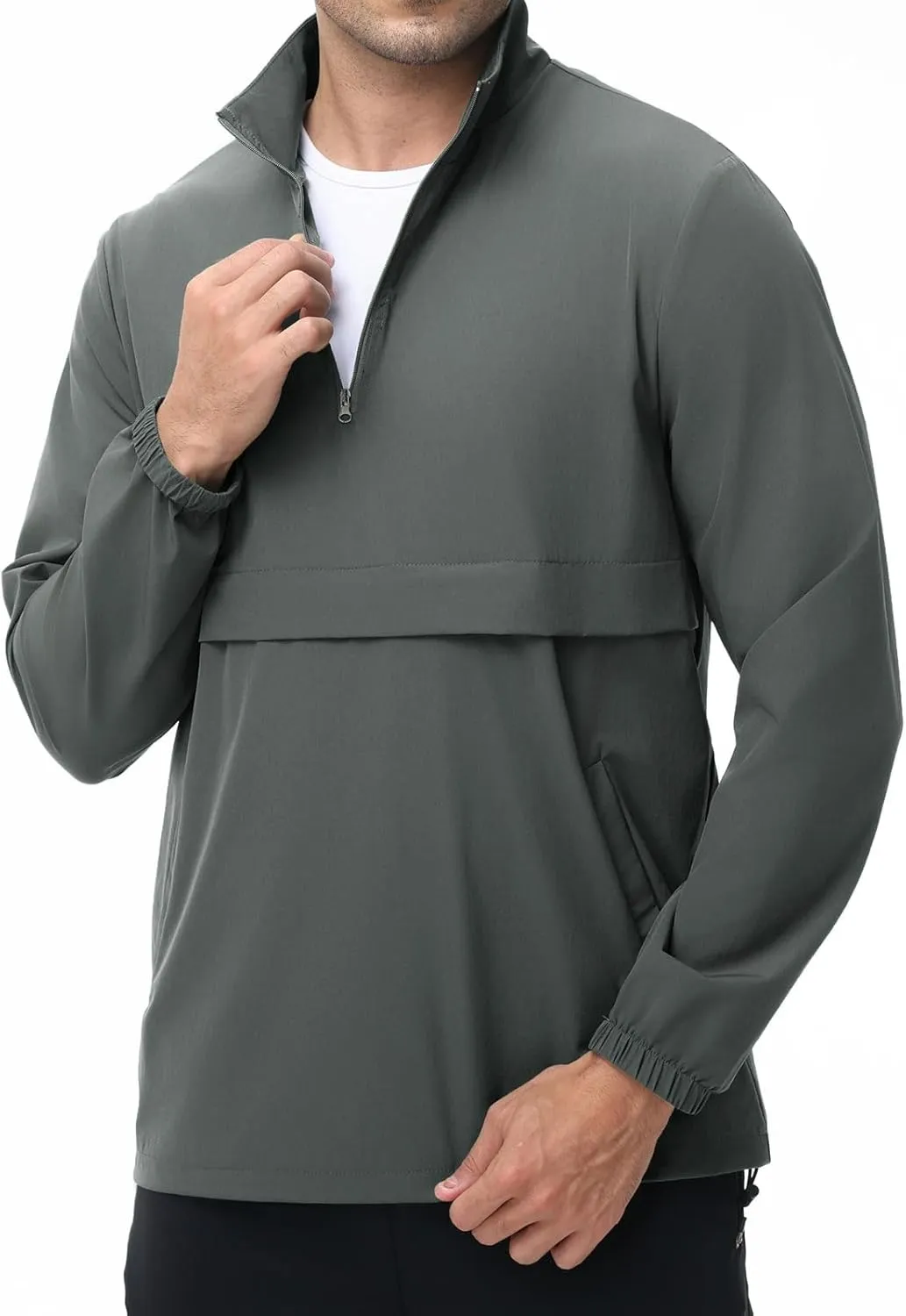 EDITCOZY Men's Lightweight Quarter Zip Pullover Casual Windbreaker for Running Golf Jackets with 3 Pockets