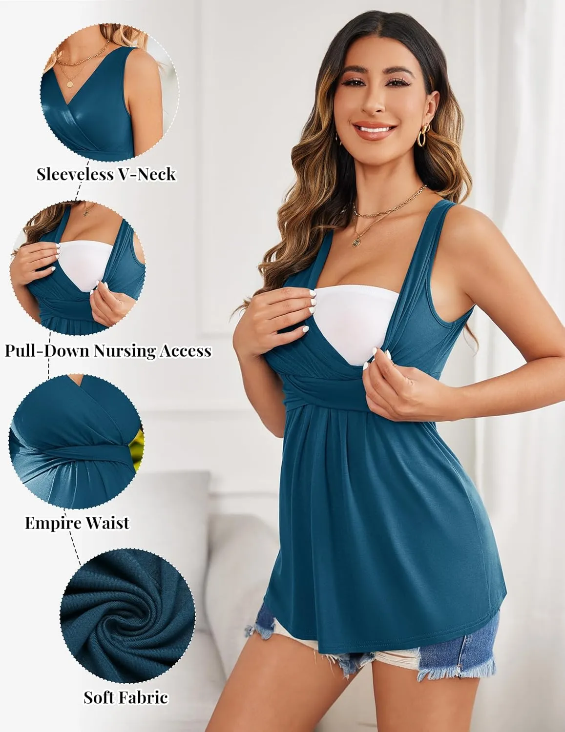 Ekouaer Women's Maternity Nursing Top for Pregnancy and Postpartum, Easy Breastfeeding Tank Tee Shirts