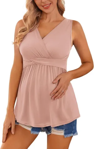 Ekouaer Women's Maternity Nursing Top for Pregnancy and Postpartum, Easy Breastfeeding Tank Tee Shirts