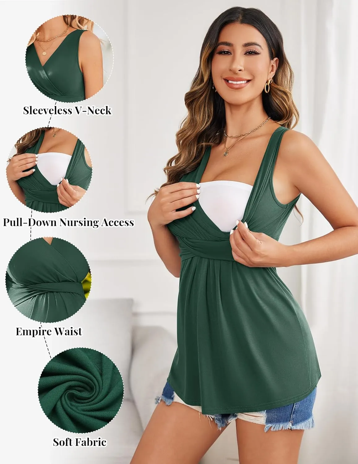 Ekouaer Women's Maternity Nursing Top for Pregnancy and Postpartum, Easy Breastfeeding Tank Tee Shirts