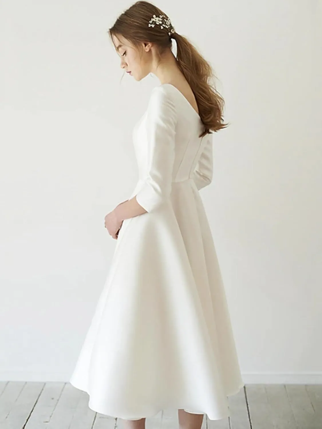 Elegant Short Wedding Dresses for Bride 2025 Engagement Ruffle Bridal Shower Dress for Wedding