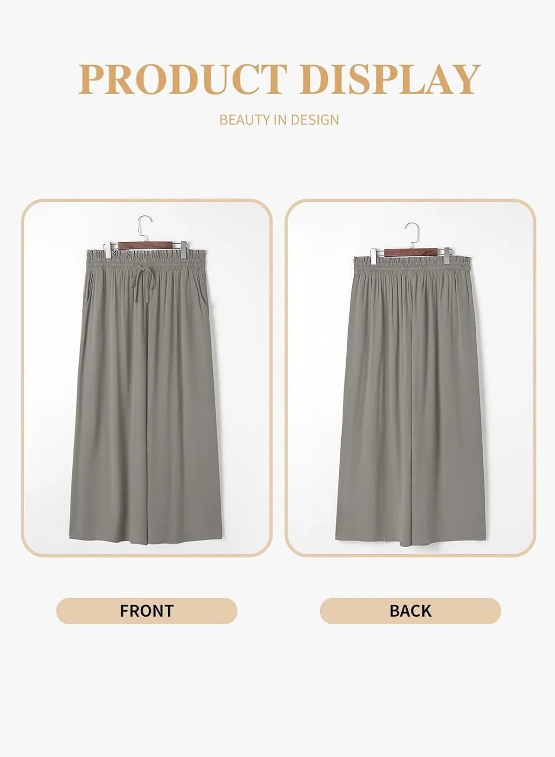 Eytino Womens Plus Size Wide Leg Pants Casual Elastic High Waist Flowy Pants Drawstring Palazzo Pants with Pockets(1X-5X)