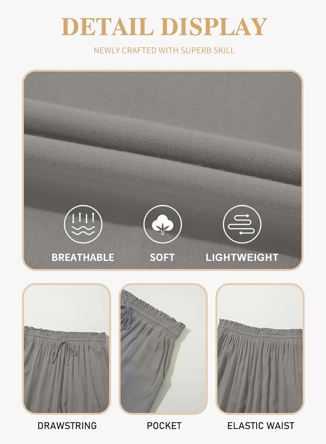 Eytino Womens Plus Size Wide Leg Pants Casual Elastic High Waist Flowy Pants Drawstring Palazzo Pants with Pockets(1X-5X)