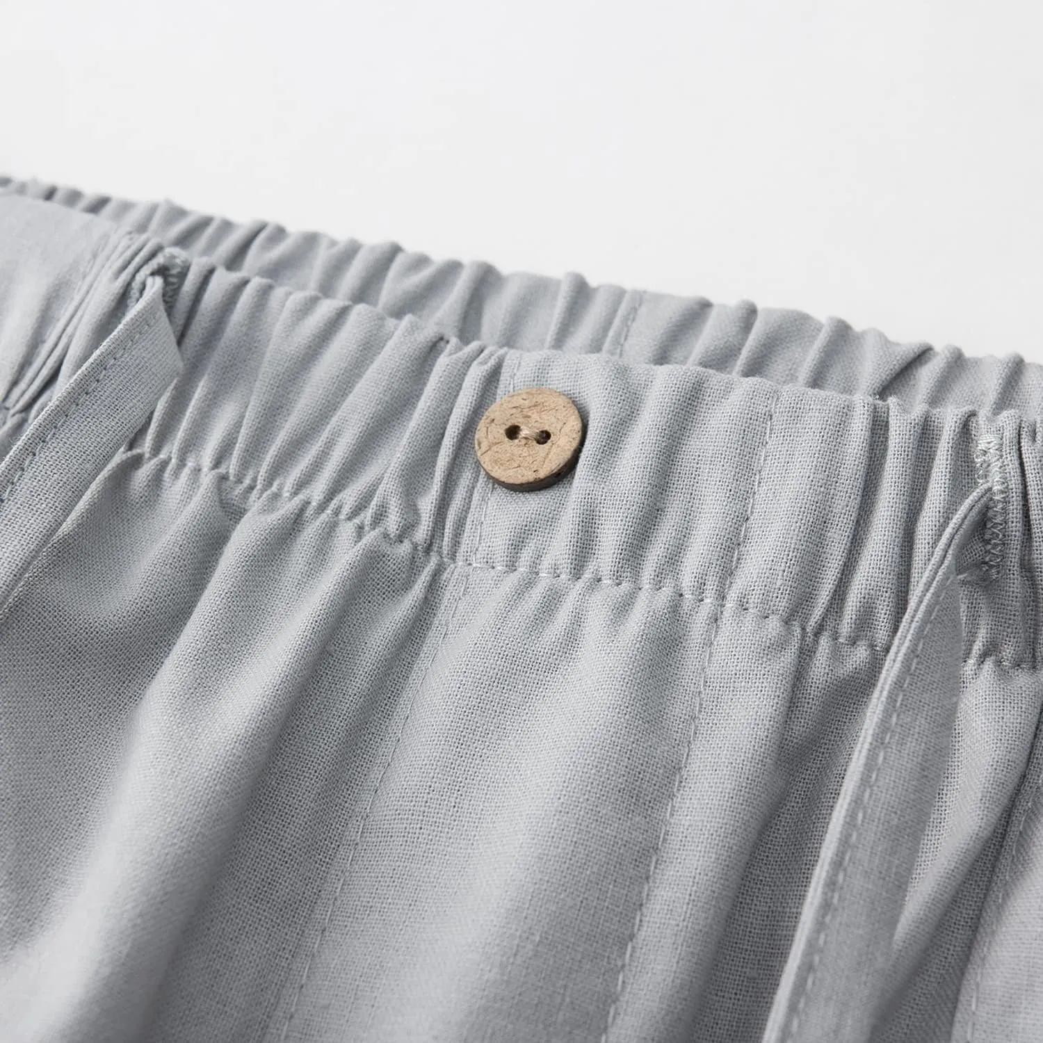 FANARCHER Mens Cotton Linen Pants Drawstring Loose Beach Pants with Pockets