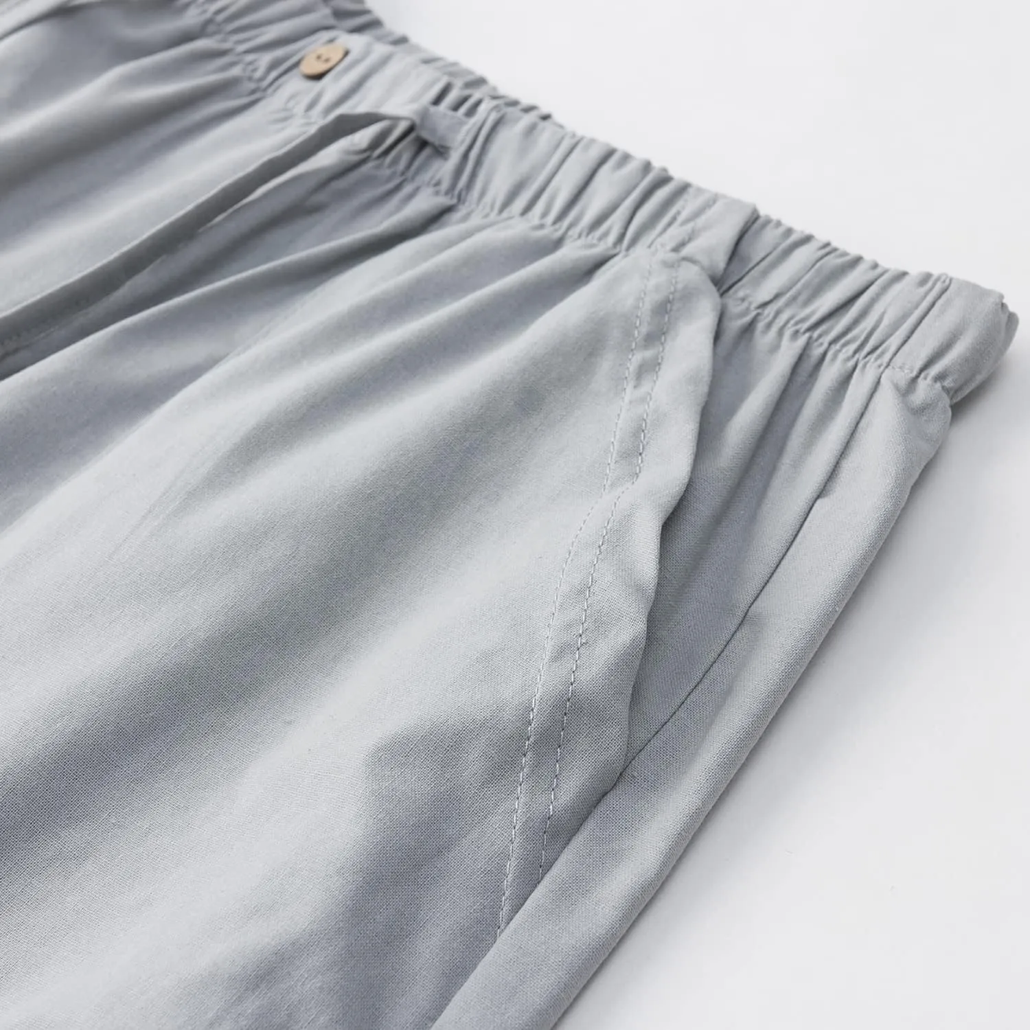 FANARCHER Mens Cotton Linen Pants Drawstring Loose Beach Pants with Pockets