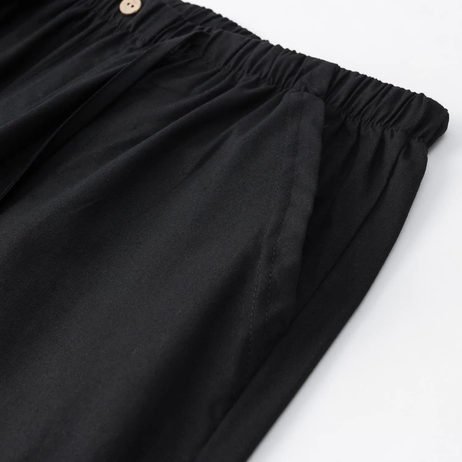 FANARCHER Mens Cotton Linen Pants Drawstring Loose Beach Pants with Pockets