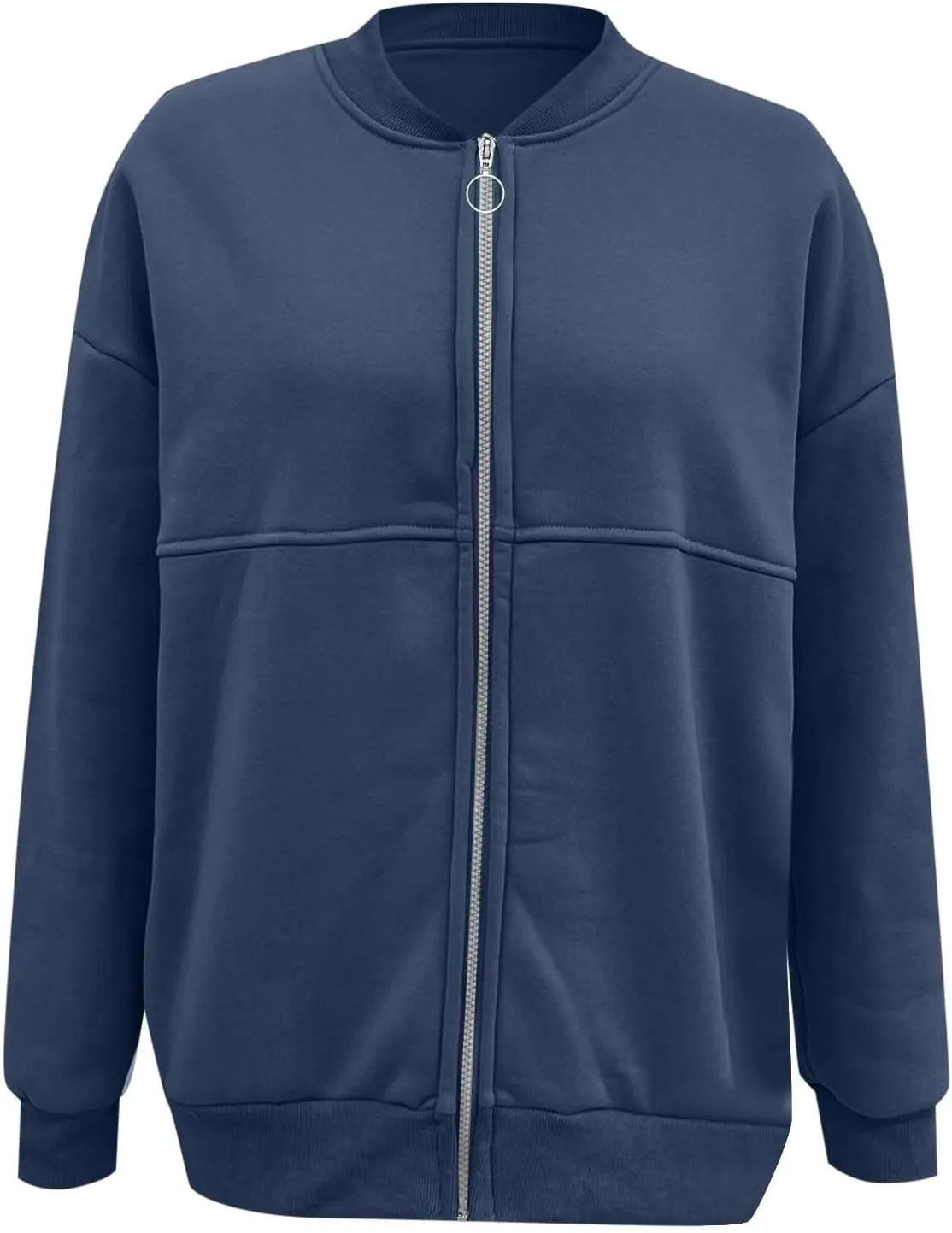Fleece Jacket Women Zip Up Sweatshirt Casual Loose Fit Oversized Hoodie Trendy Bomber Jacket Long Sleeve Coats
