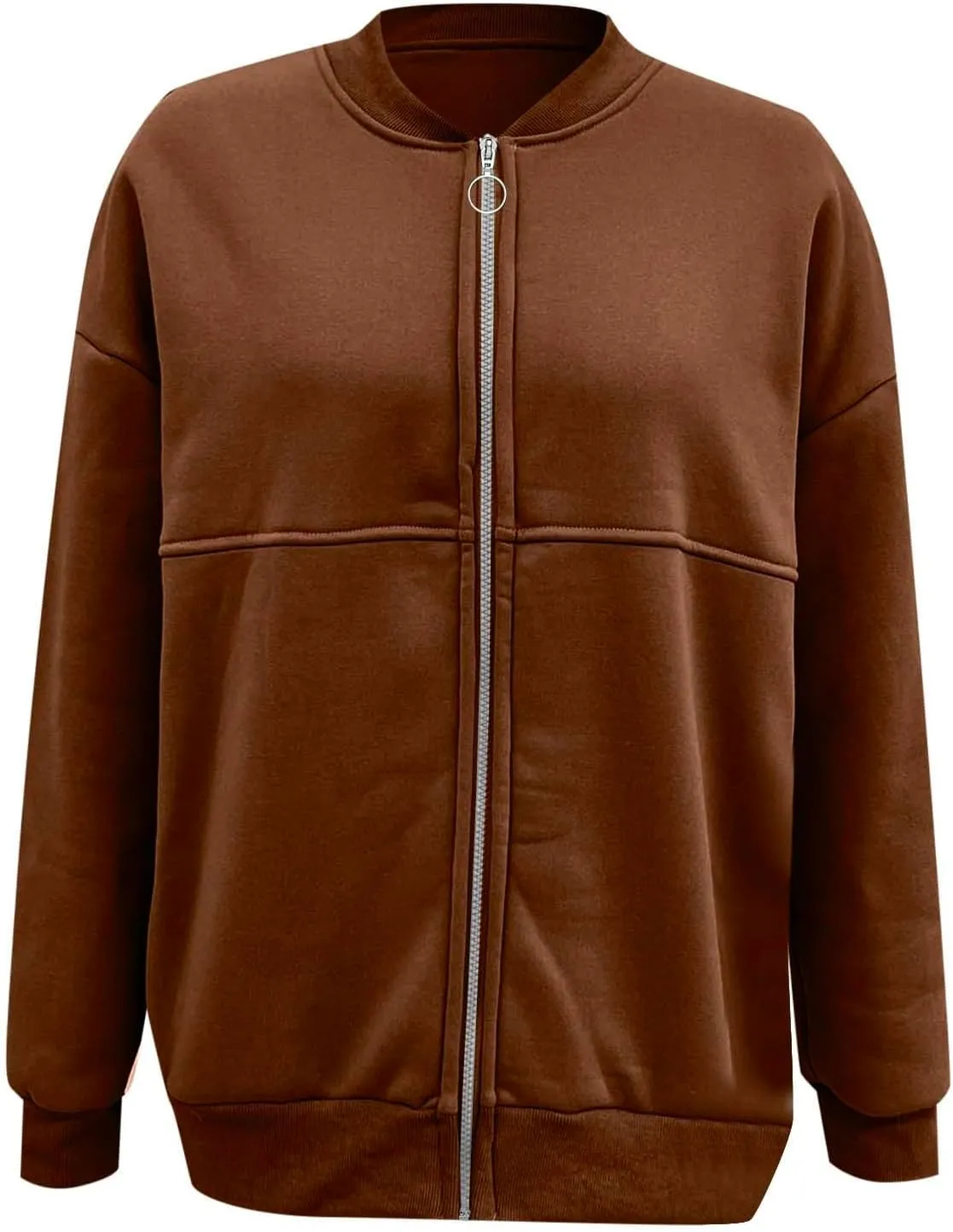 Fleece Jacket Women Zip Up Sweatshirt Casual Loose Fit Oversized Hoodie Trendy Bomber Jacket Long Sleeve Coats