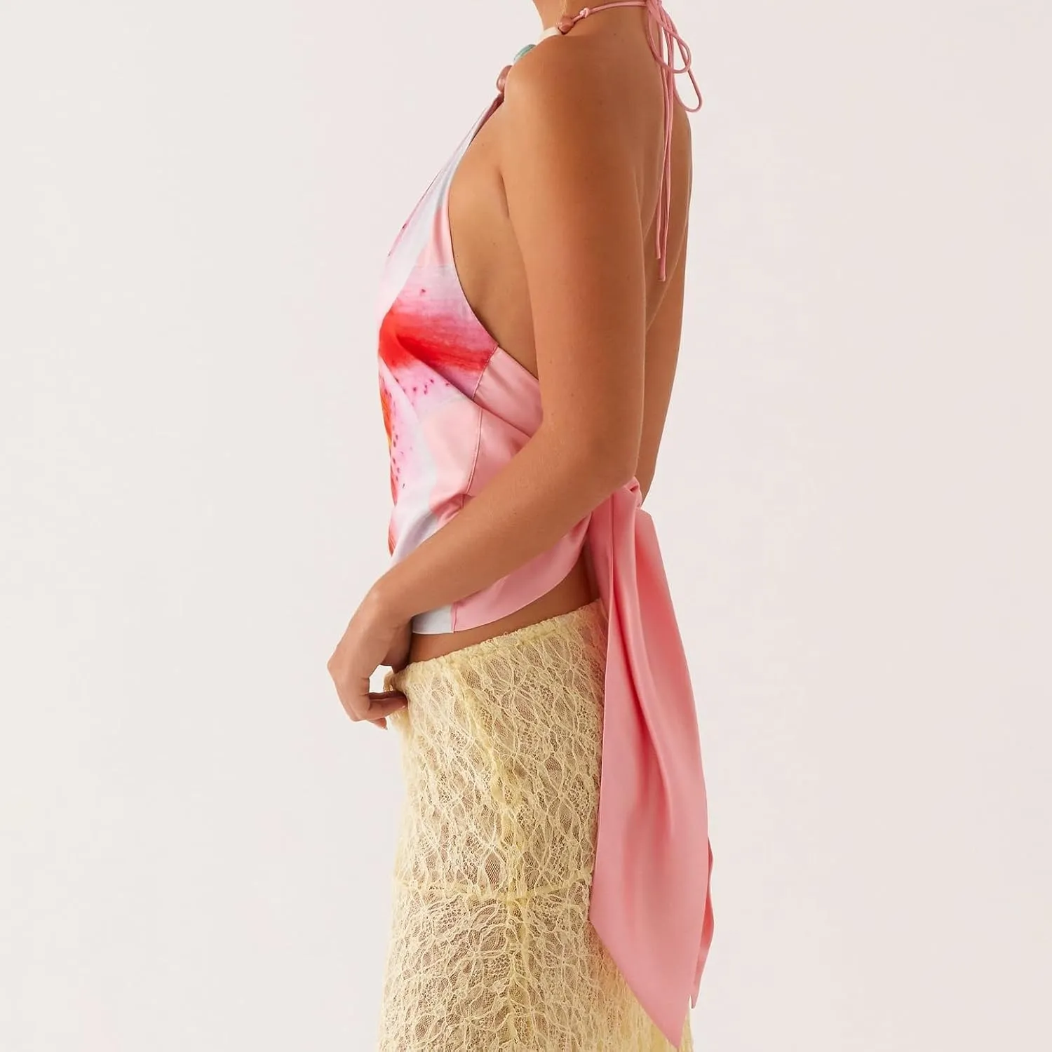 Floral Crop Cami Tops for Women Y2k Backless Flower Printed Spaghetti Straps Tops Summer Going Out Camisoles