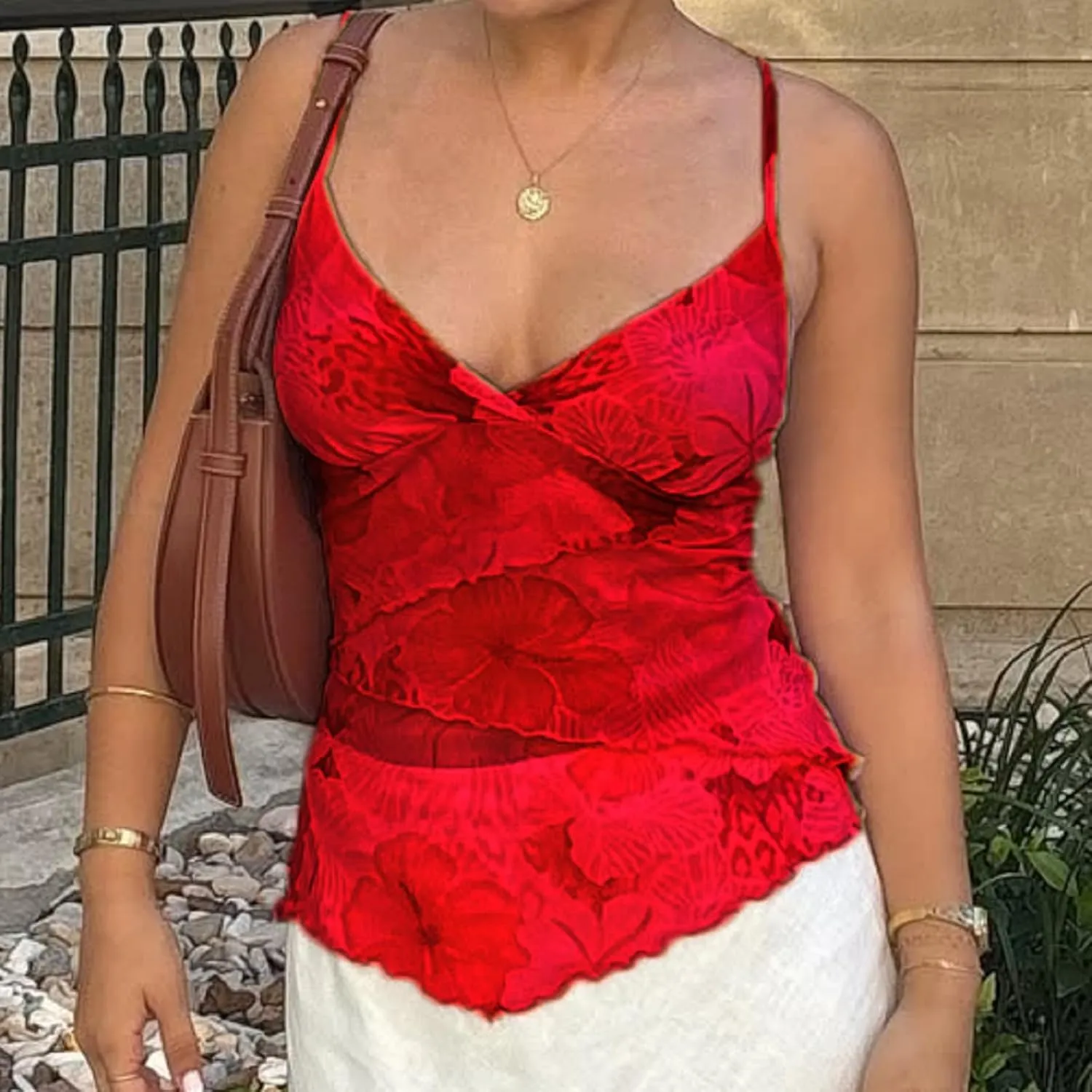 Floral Crop Cami Tops for Women Y2k Backless Flower Printed Spaghetti Straps Tops Summer Going Out Camisoles