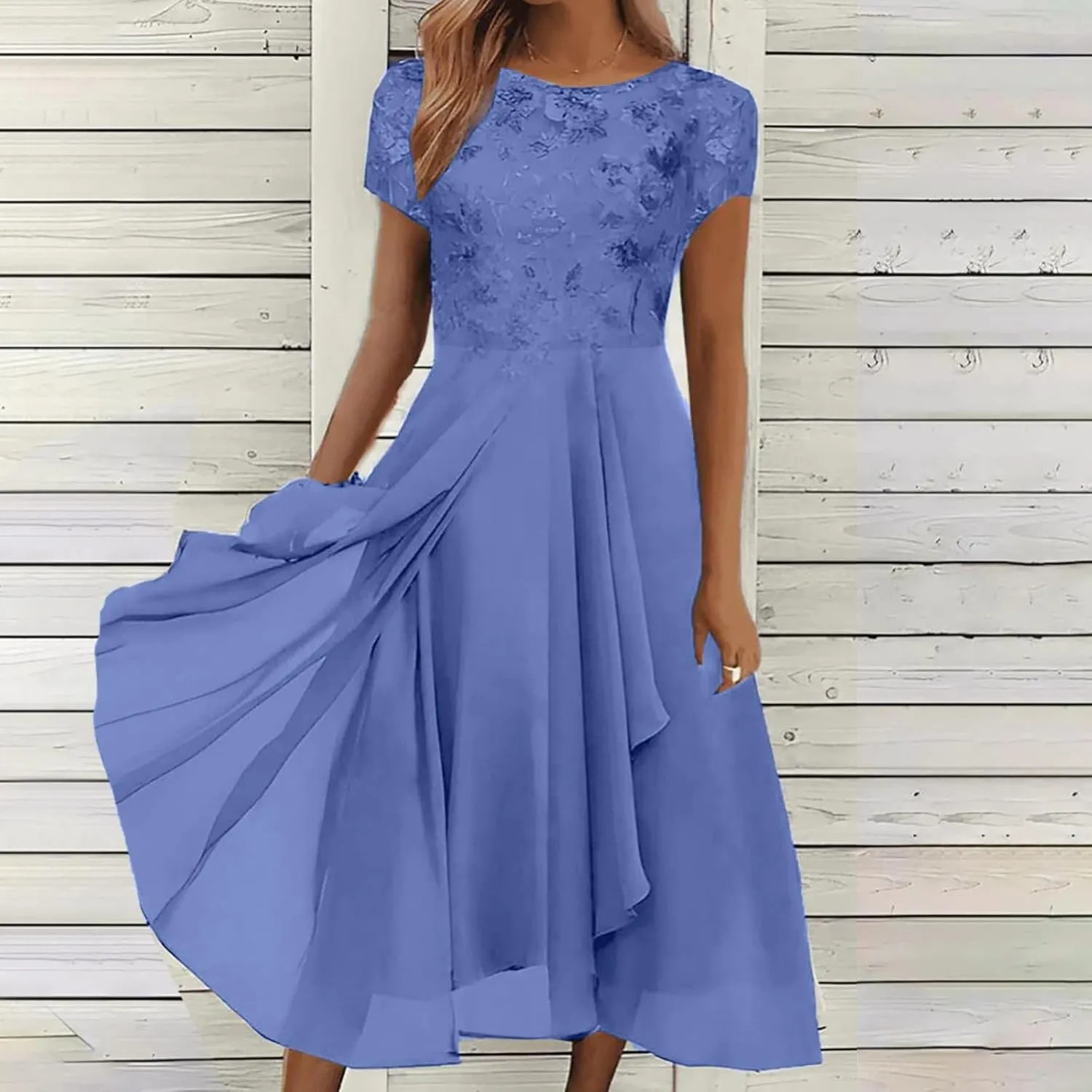 Flowy Lace Chiffon Dress Elegant Formal Evening Party Wedding Mother of The Bride Dresses for Women 2025