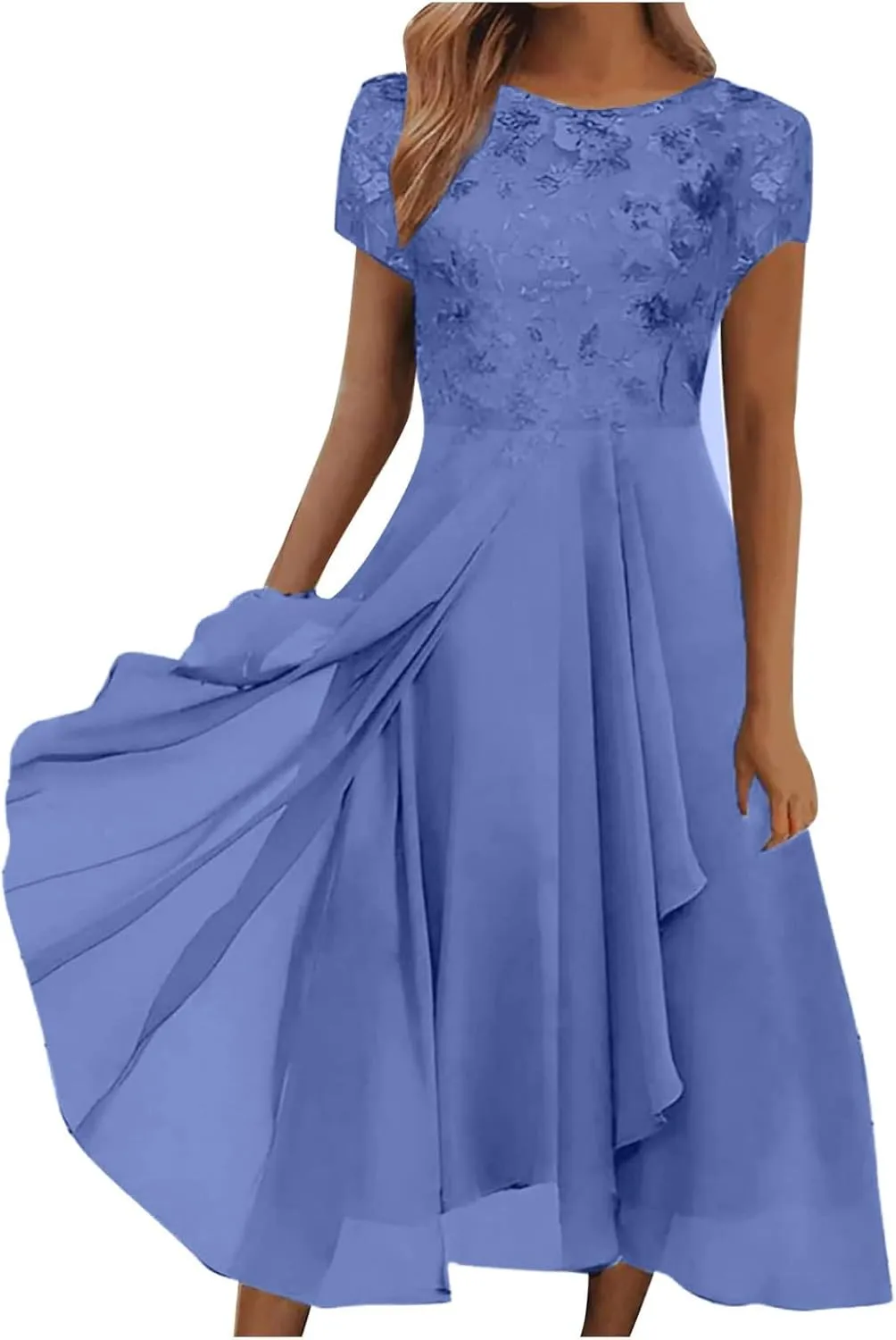 Flowy Lace Chiffon Dress Elegant Formal Evening Party Wedding Mother of The Bride Dresses for Women 2025