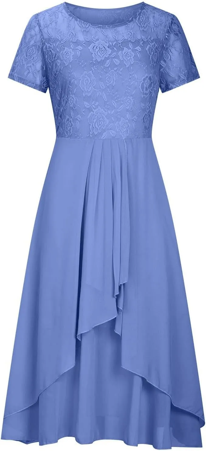 Flowy Lace Chiffon Dress Elegant Formal Evening Party Wedding Mother of The Bride Dresses for Women 2025