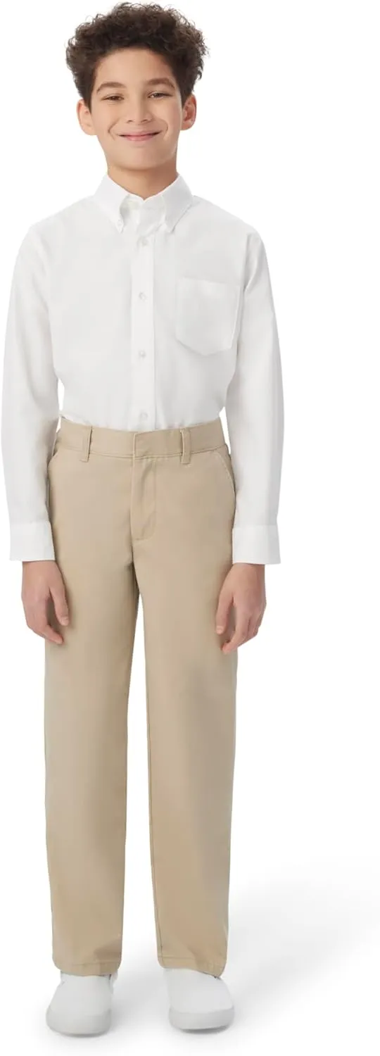 French Toast Boys' Relaxed Fit Twill Pant with Adjustable Waist in Standard Slim and Husky