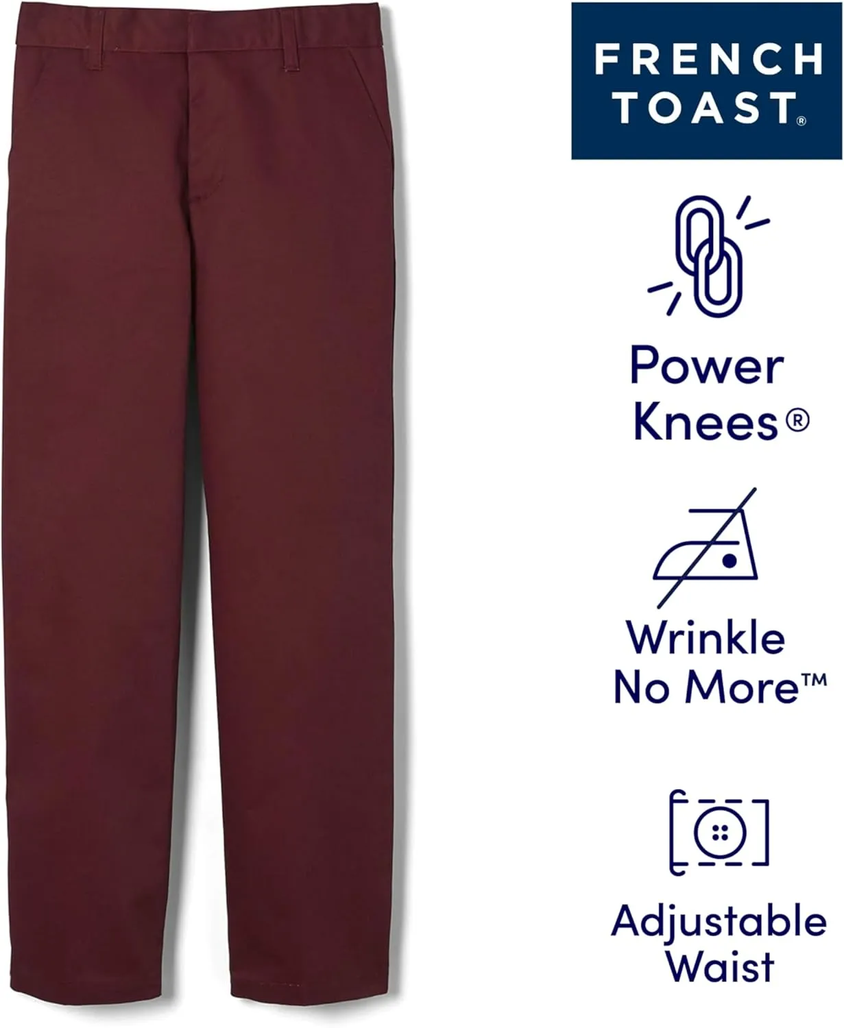 French Toast Boys' Relaxed Fit Twill Pant with Adjustable Waist in Standard Slim and Husky