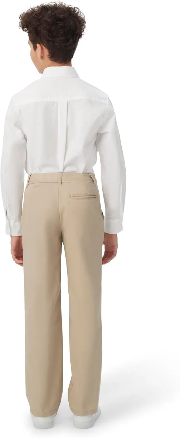 French Toast Boys' Relaxed Fit Twill Pant with Adjustable Waist in Standard Slim and Husky