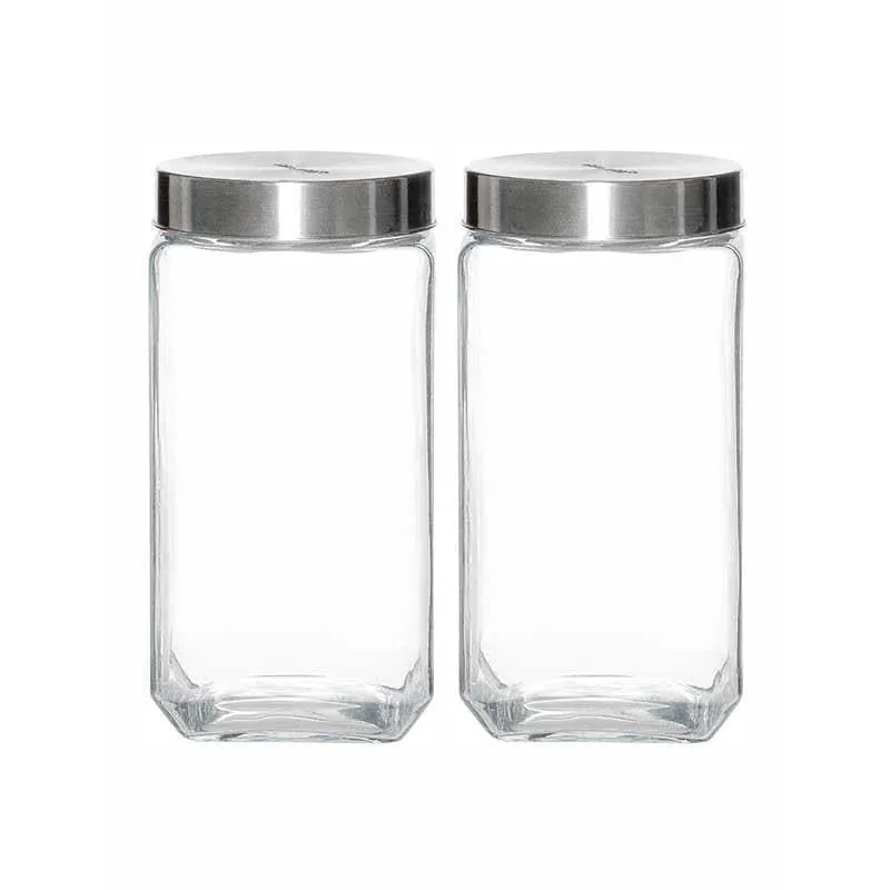 Fresbo Storage Jar with Metal Lid (1500ml/2000 ml) - Set of Two