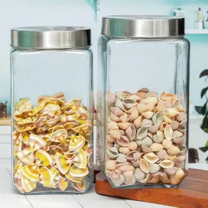 Fresbo Storage Jar with Metal Lid (1500ml/2000 ml) - Set of Two