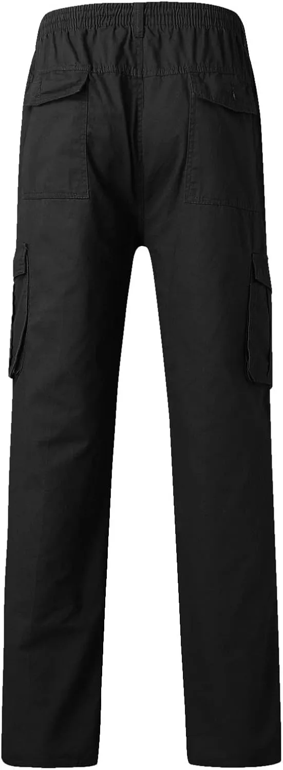 FZVYD Black Pants Men's Relaxed Fit Causal Work Streetwear Baggy Joggers Drawstring Sweatpants with Pockets 2023