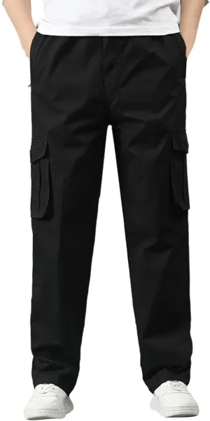 FZVYD Black Pants Men's Relaxed Fit Causal Work Streetwear Baggy Joggers Drawstring Sweatpants with Pockets 2023