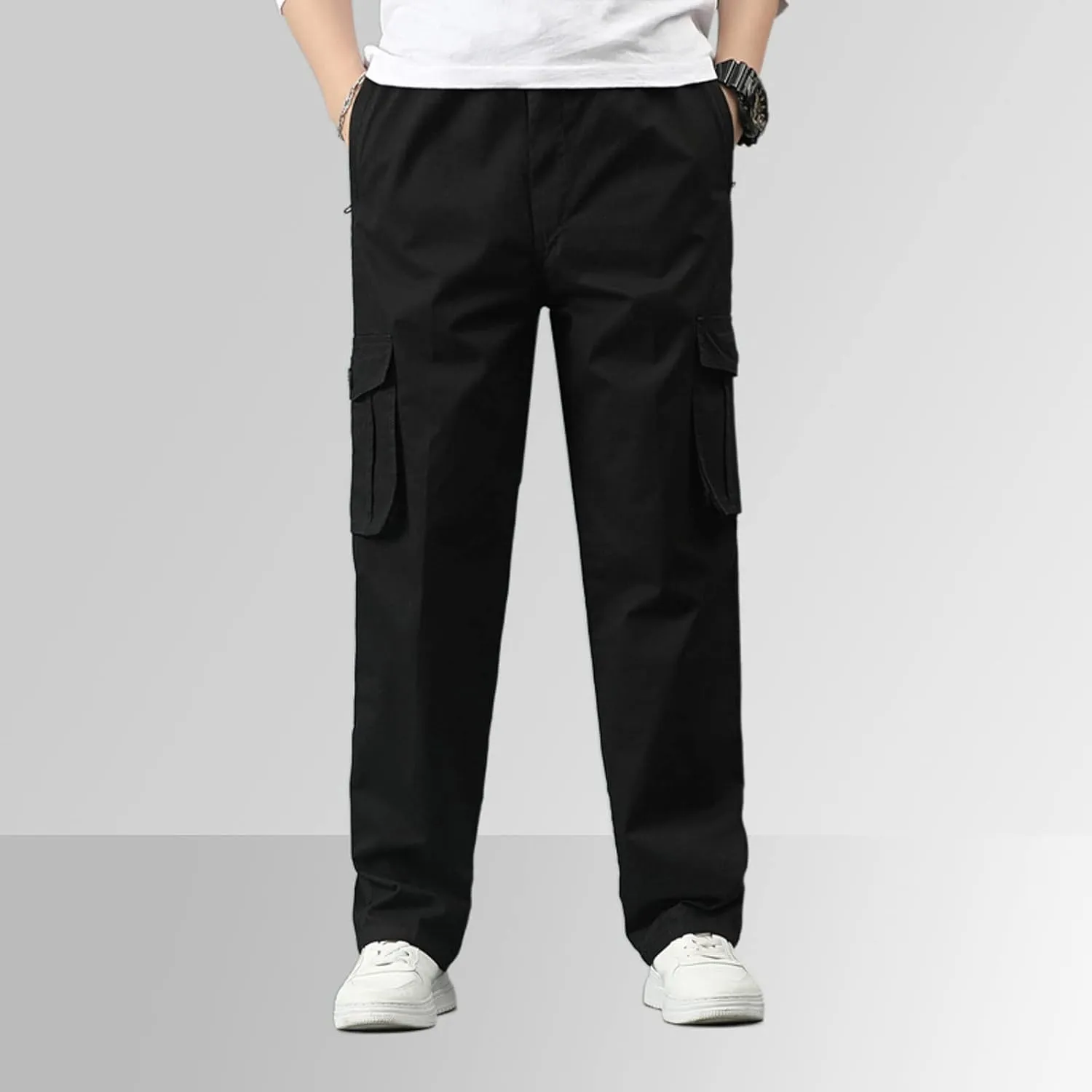 FZVYD Black Pants Men's Relaxed Fit Causal Work Streetwear Baggy Joggers Drawstring Sweatpants with Pockets 2023