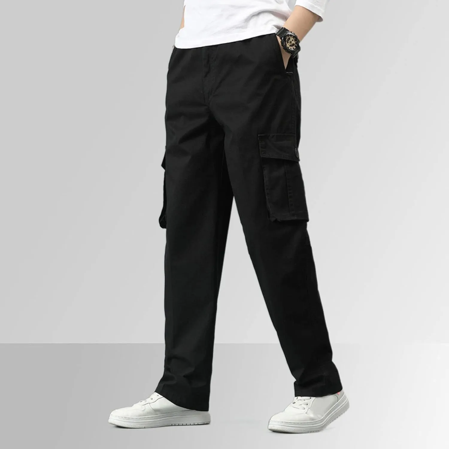 FZVYD Black Pants Men's Relaxed Fit Causal Work Streetwear Baggy Joggers Drawstring Sweatpants with Pockets 2023