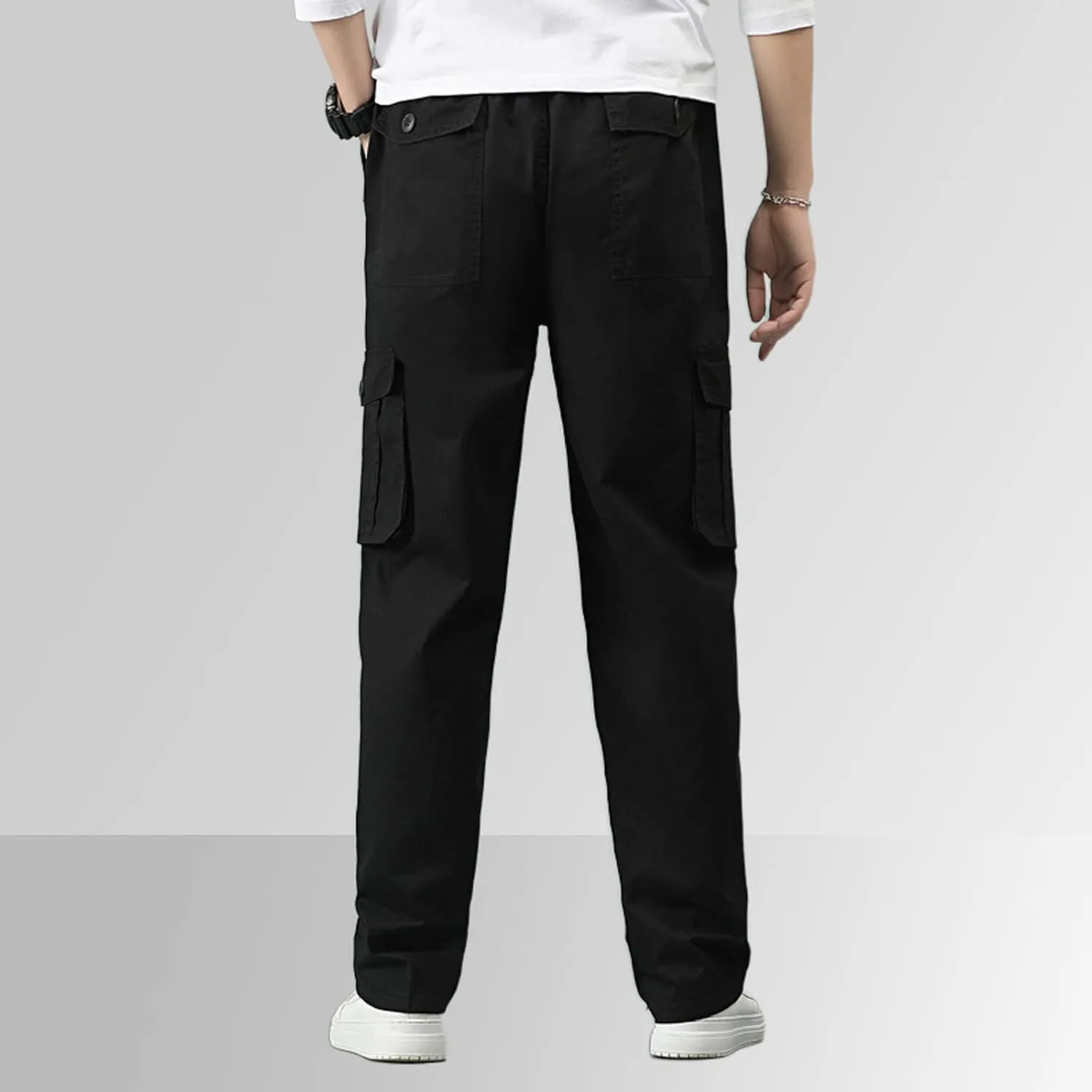 FZVYD Black Pants Men's Relaxed Fit Causal Work Streetwear Baggy Joggers Drawstring Sweatpants with Pockets 2023