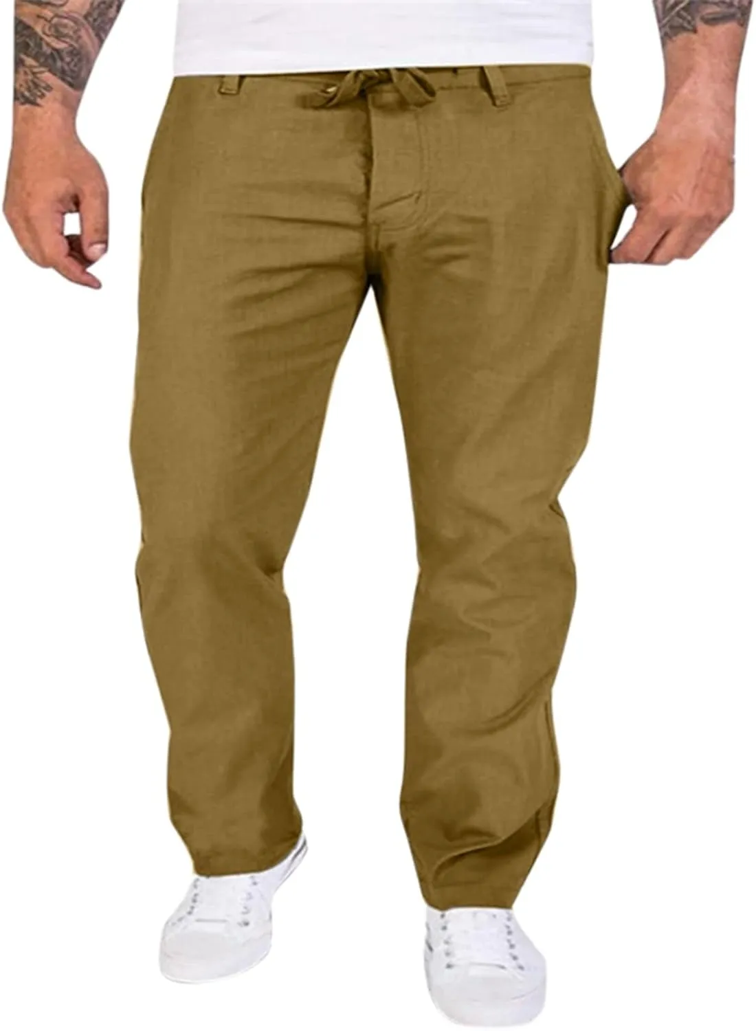 FZVYD Pinstripe Pants Men Mens Casual Elastic Drawstring Cargo Pants Lightweight Relaxed Fit Cotton Workout Sweatpants 2023