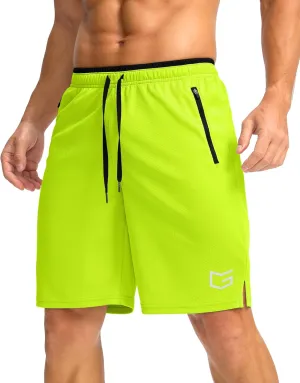 G Gradual Men's Gym Shorts wtih Zipper Pocket 9" Athletic Basketball Mesh Shorts for Men Workout Quick Dry Lightiweight