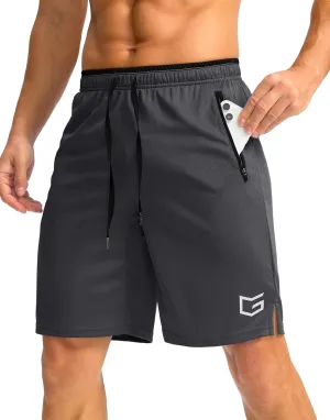 G Gradual Men's Gym Shorts wtih Zipper Pocket 9" Athletic Basketball Mesh Shorts for Men Workout Quick Dry Lightiweight