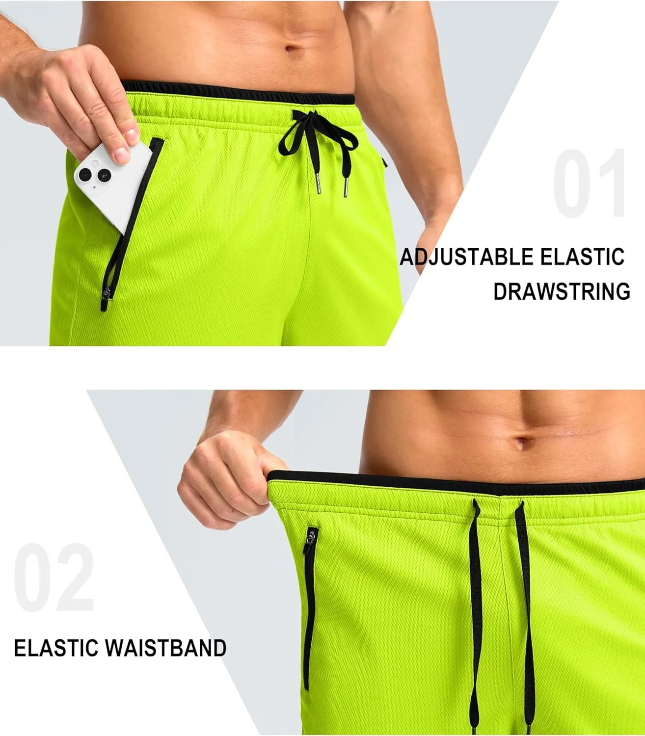 G Gradual Men's Gym Shorts wtih Zipper Pocket 9" Athletic Basketball Mesh Shorts for Men Workout Quick Dry Lightiweight
