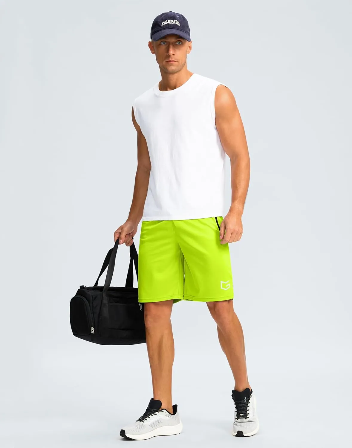 G Gradual Men's Gym Shorts wtih Zipper Pocket 9" Athletic Basketball Mesh Shorts for Men Workout Quick Dry Lightiweight